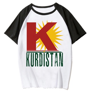 เสื้อยืด พิมพ์ลายกราฟฟิค Kurdistan แฟชั่นฤดูร้อน สไตล์ฮาราจูกุ สําหรับผู้หญิง