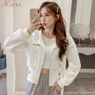 Kayna เสื้อครอปท็อปเบสบอลลําลอง ทรงหลวม อเนกประสงค์ แฟชั่นฤดูใบไม้ผลิ และฤดูใบไม้ร่วง สําหรับผู้หญิง