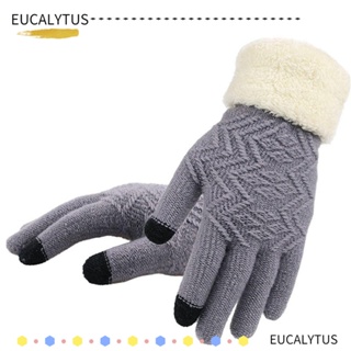 Eutus ถุงมือถัก แบบเต็มนิ้ว หน้าจอสัมผัส ยืดหยุ่น แฟชั่นฤดูหนาว