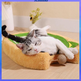 [Flameer2] ที่นอนกระดาษแข็ง พร้อมลูกบอล ของเล่นสําหรับสัตว์เลี้ยง แมวในร่ม