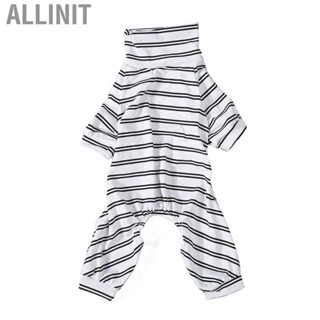 Allinit Pet Clothes  Striped Dog Pajamas Fashionable Cute Summer Thin 4 Legged High Collar Jumpsuit