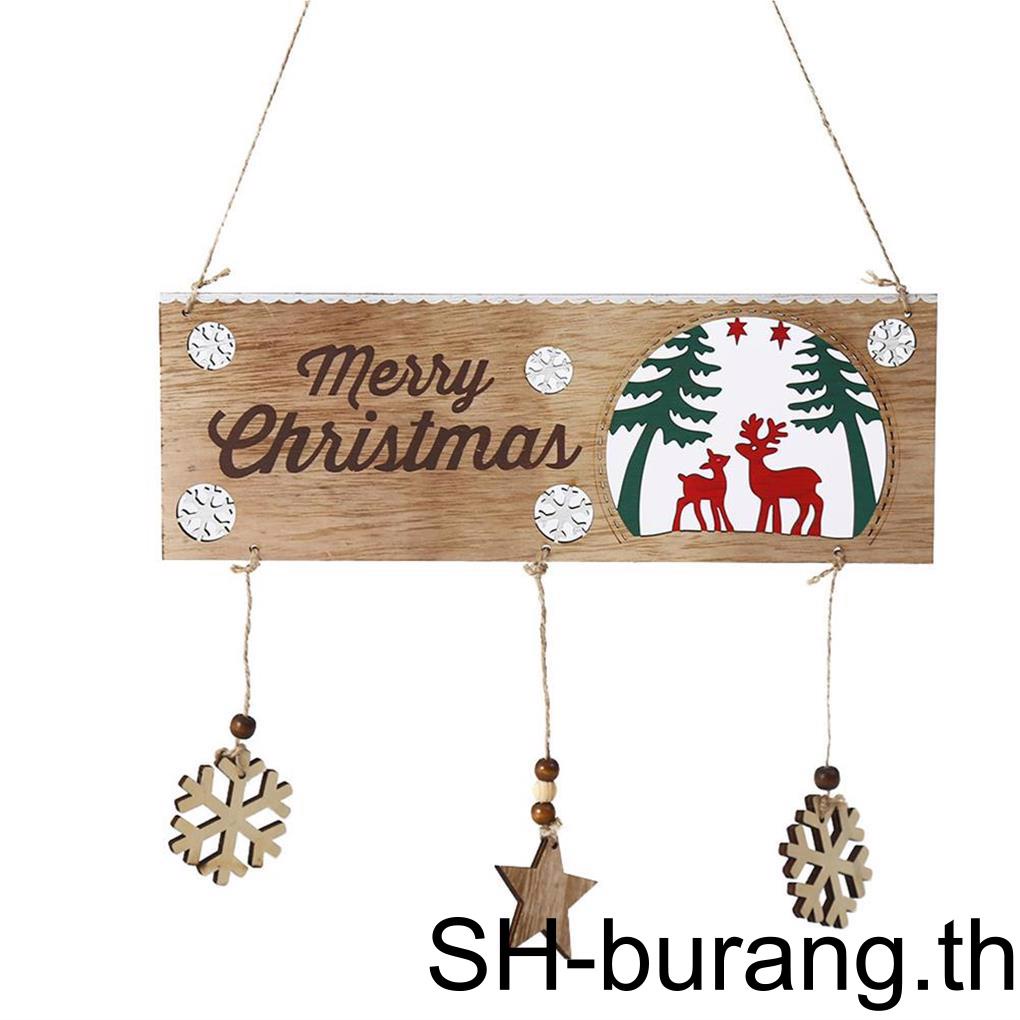 buran-แผ่นบอร์ดไม้แขวนประตู-ลายเกล็ดหิมะ-ตัวอักษร-น้ําหนักเบา-สําหรับตกแต่งบ้าน-คริสต์มาส