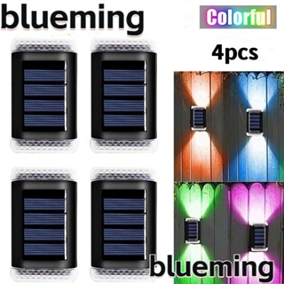 Blueming2 โคมไฟติดผนัง ABS LED พลังงานแสงอาทิตย์ กันน้ํา สําหรับตกแต่งสวน รั้ว ระเบียง 4 ชิ้น