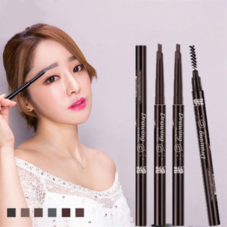 3 double eyebrow pencil waterproof sweat-proof non-blooming non-decolorization durable thrush powder beginners one-word eyebrow with eyebrow brush