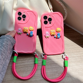 เคสโทรศัพท์มือถือ ลายตุ๊กตาฟองน้ําสีเหลือง พร้อมสายคล้อง สําหรับ Samsung S21 S22 S23 PLUS ULTAR