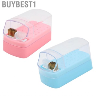 Buybest1 30 Holes Nail Storage Box Drill Bit Holder Cleaning Brush Case Dsut Proof Stand Display Manicure Tools