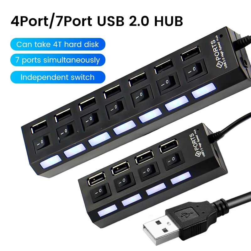 Twitch ฮับ USB 2.0 4/7 หลายพอร์ต USB 2.0 พร้อมสวิตช์แยก USB หลายช่อง ...