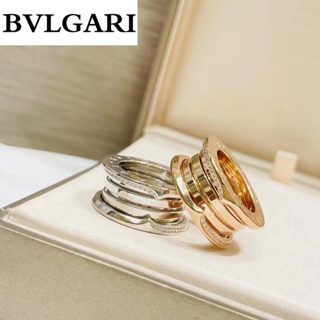 Bulgari แหวนไทเทเนียม ประดับพลอยเทียม สีเหลือง ทอง แฟชั่นฤดูใบไม้ผลิ gP831