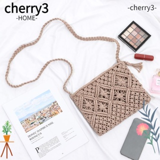Cherry3 กระเป๋าสาน ฟางสาน ประดับพู่ เหมาะกับเดินชายหาด สําหรับผู้หญิง