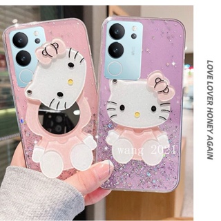 เคสโทรศัพท์มือถือใส แบบนิ่ม ลาย Hello Kitty ประดับเลื่อม สําหรับ VIVO V29 5G VIVO V29e V29 Pro Y27 Y78 Y36 5G 4G 2023 VIVOV29 5G