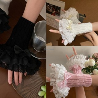 Ch*【พร้อมส่ง】ข้อมือผ้าถัก แต่งลูกไม้ สไตล์โกธิค สําหรับผู้หญิง ใส่ไปงานแต่งงาน ปาร์ตี้ฮาโลวีน