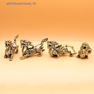 Alittlese ฟิกเกอร์รูปปั้นมังกรนําโชค สิบสองราศี สีทอง สไตล์จีน สําหรับตกแต่งโต๊ะ 1 ชิ้น