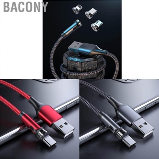 Bacony Nylon 3 in 1 Type C Charging Cable 540 Degree Rotating Magnetic Data for Android Iphone