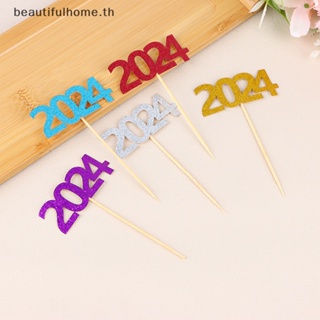 # 2024 CNY Decoration # ท็อปเปอร์คัพเค้ก ลาย Happy New Year ขนาดเล็ก 2024 สําหรับปาร์ตี้ปีใหม่ 2024 10 ชิ้น