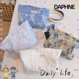 Daphne กระเป๋าเครื่องสําอาง ผ้าแคนวาส ลายดอกไม้ ความจุขนาดใหญ่ แบบพกพา สําหรับใส่โทรศัพท์มือถือ
