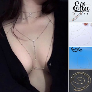 Ellastore123 สายโซ่คล้องหน้าอก ประดับพู่ หลายชั้น แฮนด์เมด เซ็กซี่ สําหรับผู้หญิง