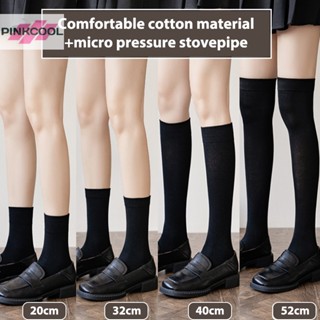 Pinkcool ถุงเท้าข้อสั้น ผ้ากํามะหยี่ สีดํา สีขาว แฟชั่น สําหรับคอสเพลย์
