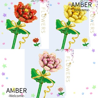 Amber บล็อคตัวต่อ รูปดอกกุหลาบนิรันดร์ สามมิติ ของเล่นสําหรับเด็ก