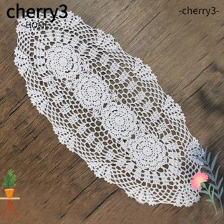 Cherry3 ผ้าปูโต๊ะถักโครเชต์ ลายธงวินเทจ สีเบจ ขนาด 12*24 นิ้ว สําหรับตกแต่งบ้าน