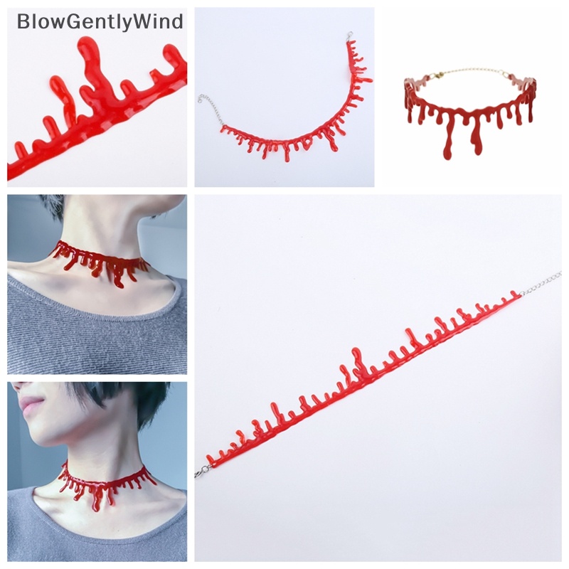 blowgentlywind-สร้อยคอโช้กเกอร์-ลายบอลพังก์ร็อค-สีแดงเลือด-สําหรับปาร์ตี้ฮาโลวีน-bgw
