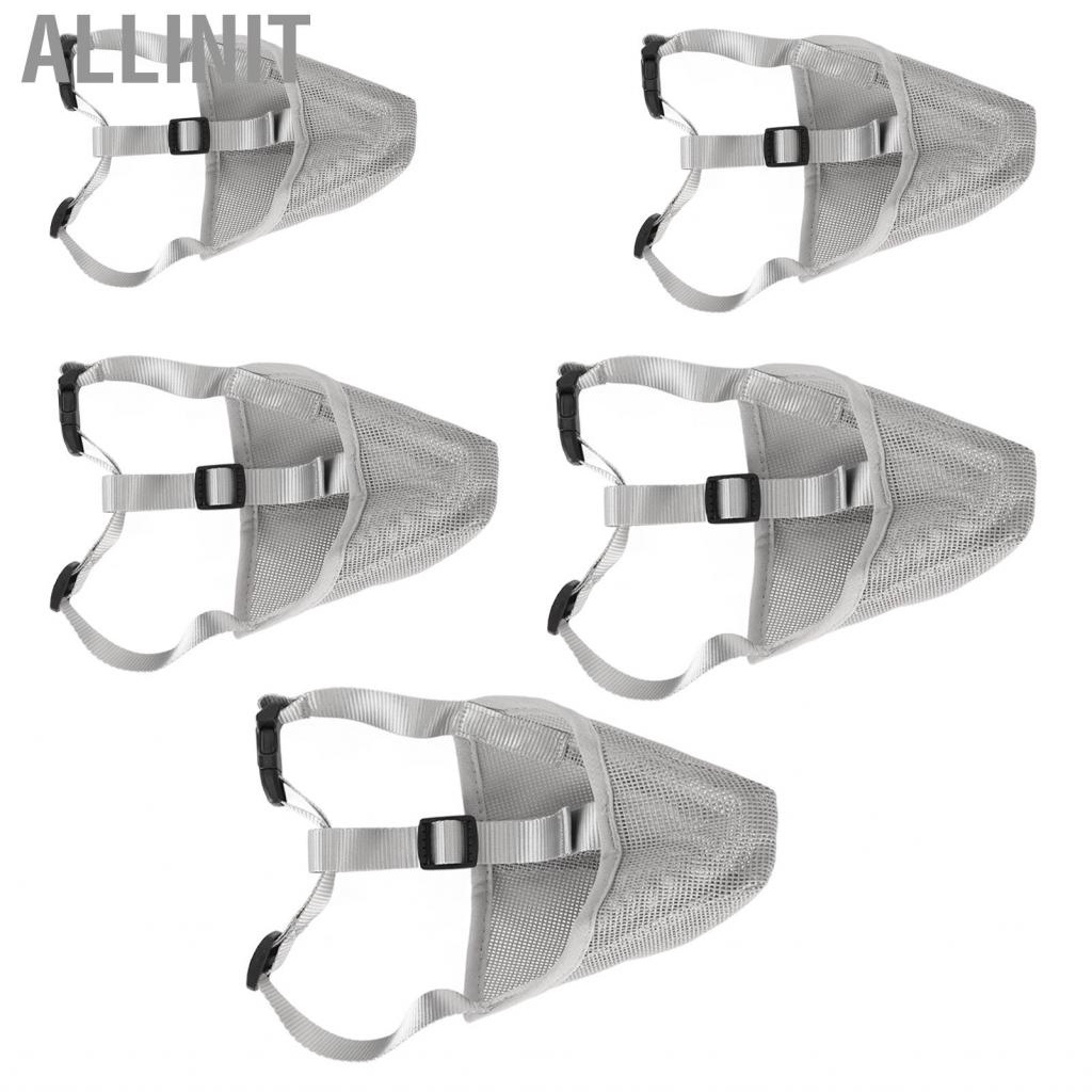 allinit-dog-muzzle-breathable-adjustable-prevent-biting-chewing-pet-mesh-for-outdoor-training-gray