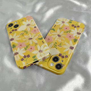 ใหม่ เคสโทรศัพท์มือถือ ฟิล์มลายดอกไม้สีเหลือง สีชมพู สําหรับ Apple Iphone 15 14 13pro 12 11xsmax xr 7 8p BOIX