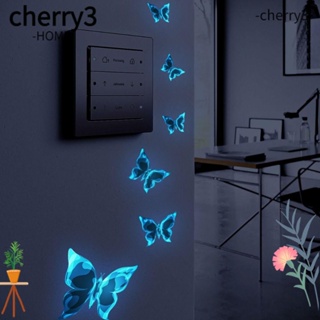 Cherry3 สติกเกอร์ติดผนัง ลายผีเสื้อ เรืองแสง แกะออกได้ สีฟ้า สําหรับตกแต่งห้องน้ํา ห้องนอนเด็กผู้หญิง