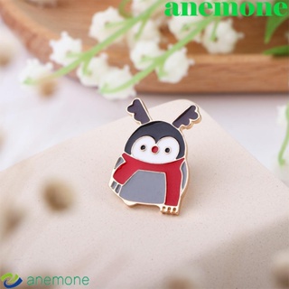 Anemone เข็มกลัด โลหะผสม รูปเพนกวิน คริสต์มาส สไตล์เกาหลี สําหรับผู้หญิง