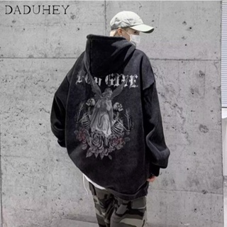 DaDuHey🔥 2023 New Spring and Autumn Loose Hooded Sweater Mens Ins Hong Kong Style Fashion Brand Personalized Printing All-Matching Long Sleeve Top