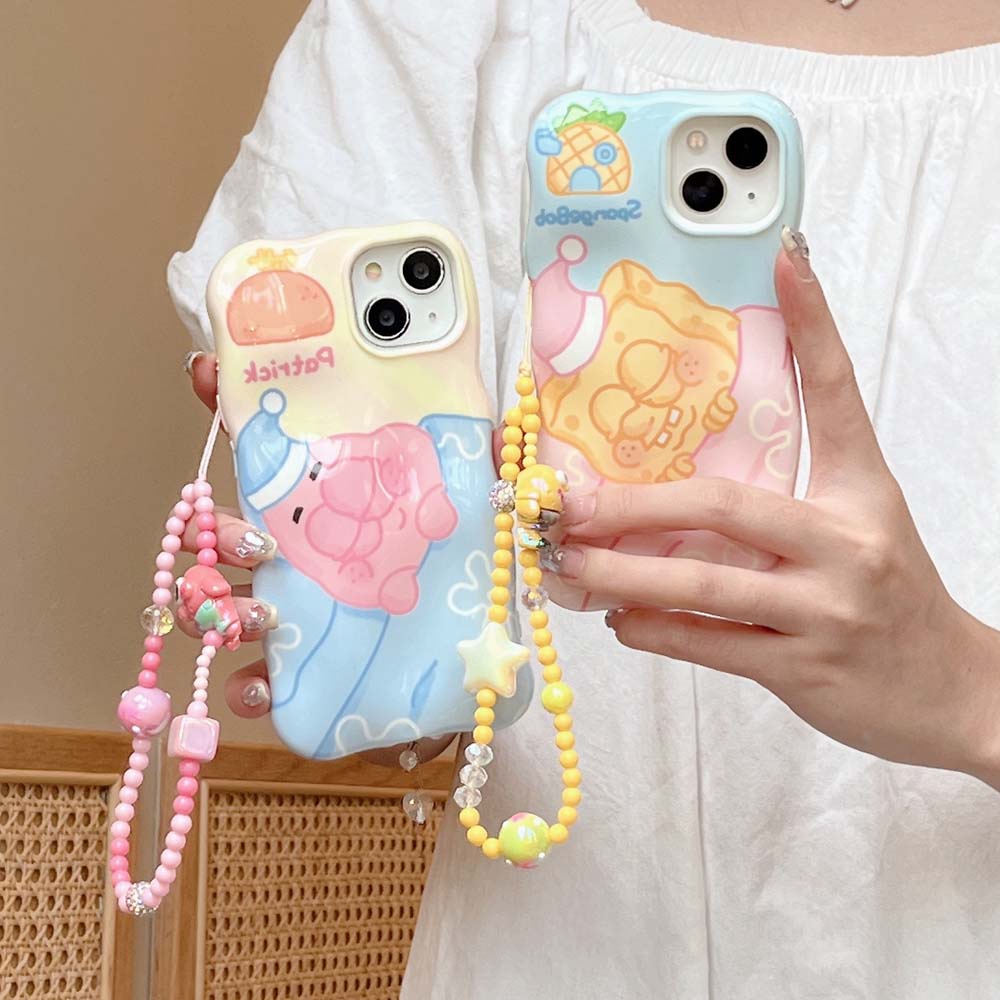 เคสโทรศัพท์มือถือแบบนิ่ม-กันกระแทก-ลายสพันจ์บ็อบน่ารัก-พร้อมสายโซ่คล้อง-หรูหรา-สําหรับ-iphone-11-14promax-13promax-12promax-14-14pro