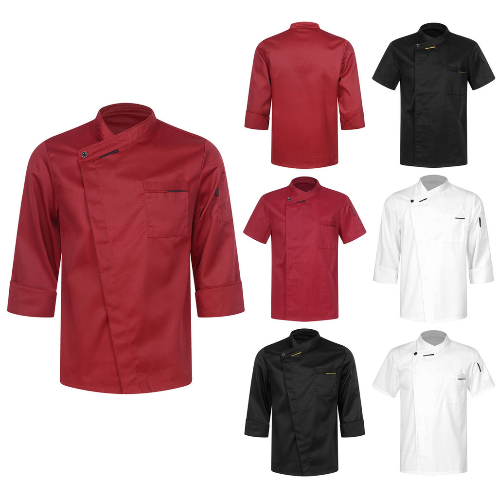 Jhaoyu Mens Womens Cross-Over Collar Chef Coat ห้องครัวร้านอาหารโรงแรม ...