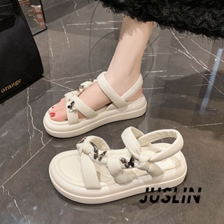 JUSLIN   รองเท้าแตะผู้หญิง ส้นแบน ใส่สบาย สไตล์เกาหลี รองเท้าแฟชั่น 2023 ใหม่  รุ่นใหม่ High quality สวย สไตล์เกาหลี D22E03M 37Z230910