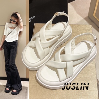 JUSLIN   รองเท้าแตะผู้หญิง ส้นแบน ใส่สบาย สไตล์เกาหลี รองเท้าแฟชั่น 2023 ใหม่  ins Unique Beautiful Chic B98G1Q9 37Z230910