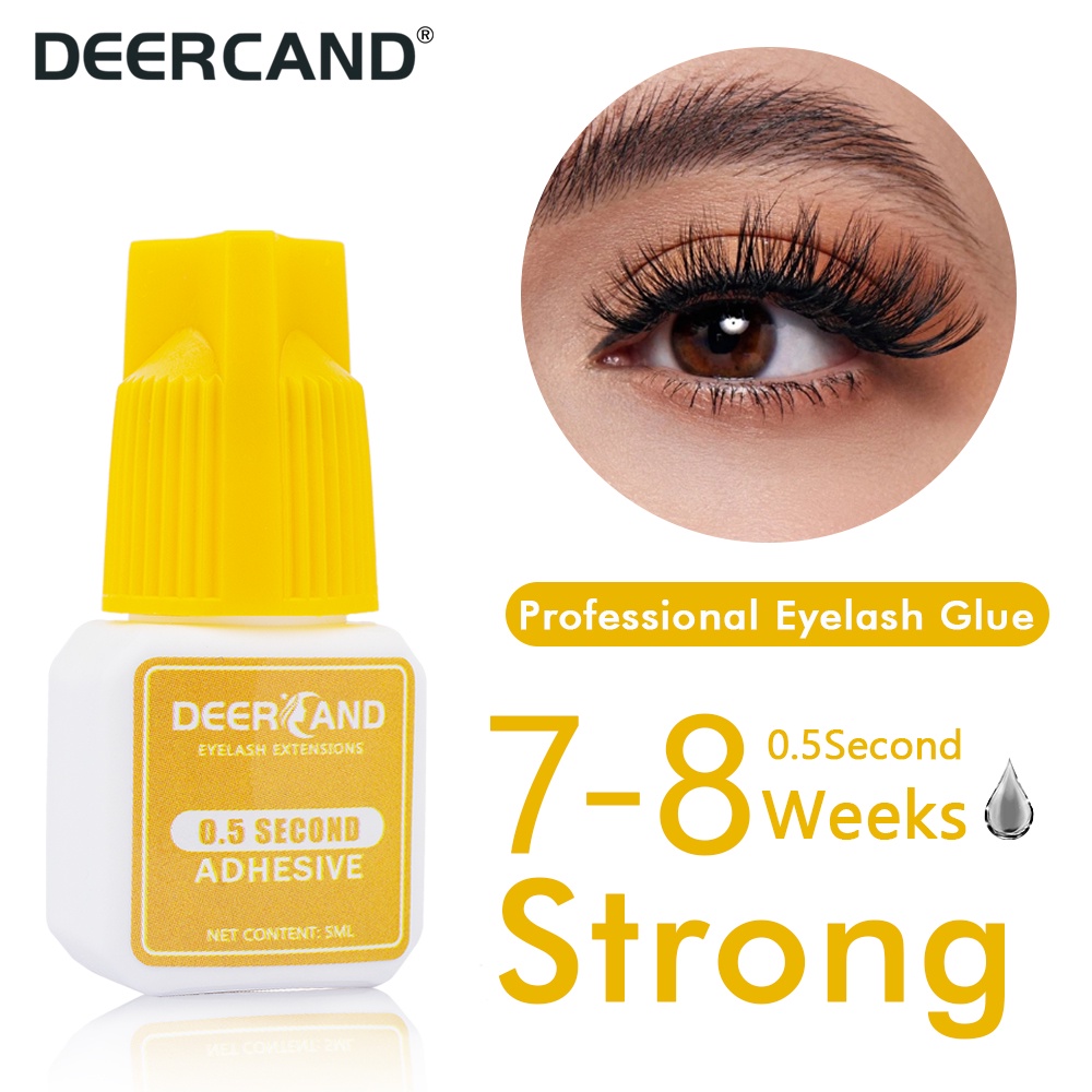 deercand-ส่งฟรี-ส่งไว-กาวต่อขนตาถาวร-สีดำ-eyelash-glue-5ml-1-ขวด-0-5-1-วินาที-แห้งไว-ไม่แสบตา-กาวติดขนตาถาวร-กาวติด
