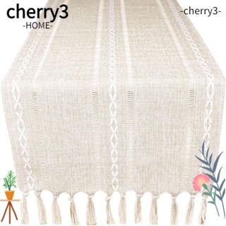 Cherry3 ธงชาติ ผ้าโพลีเอสเตอร์ไฟเบอร์ แฮนด์เมด ขนาด 13*72 นิ้ว สีขาว สําหรับตกแต่งบ้าน โต๊ะกาแฟ