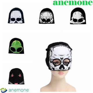 Anemone หมวกไหมพรมถัก หมวกฮาโลวีน เอเลี่ยน โครงกระดูก กะโหลกศีรษะ ยืดหยุ่น มีฮู้ด หน้ากากสกี หมวกฮาโลวีน หมวกหญิง / ชาย