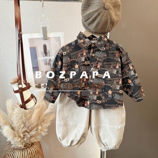 พร้อมส่ง ขายดี ชุดเสื้อเชิ้ตลําลอง คอปก ทรงหลวม สไตล์เกาหลี ญี่ปุ่น แฟชั่นฤดูใบไม้ผลิ ฤดูใบไม้ร่วง สําหรับเด็กผู้ชาย 2023