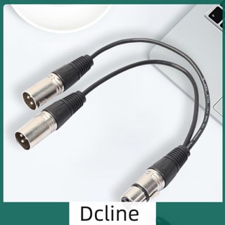 [Dcline.th] สายเคเบิลอะแดปเตอร์แยก 3P XLR ตัวเมีย เป็น ปลั๊กตัวผู้ 2 คู่ 1 ฟุต