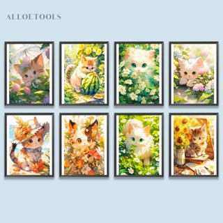 ชุดงานจิตรกรรมเม็ดบีด ทรงเพชรกลม 5D รูปแมว สําหรับตกแต่งบ้าน DIY [alloetools.th]