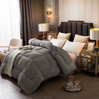ชุดเครื่องนอน ผ้าห่ม แบบหนา ระบายอากาศ สีพื้น ให้ความอบอุ่น เหมาะกับฤดูหนาว