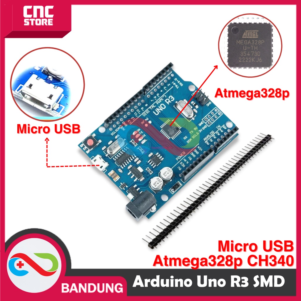 Arduino UNO R3 ATMEGA328P SMD CH340 ATMEGA328P MICRO USB | Shopee Thailand