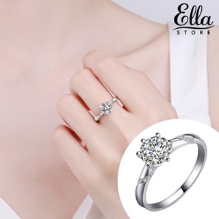 Ellastore123 แหวนหมั้นแต่งงาน ประดับเพทาย 3 กะรัต โลหะผสม หรูหรา สําหรับผู้หญิง