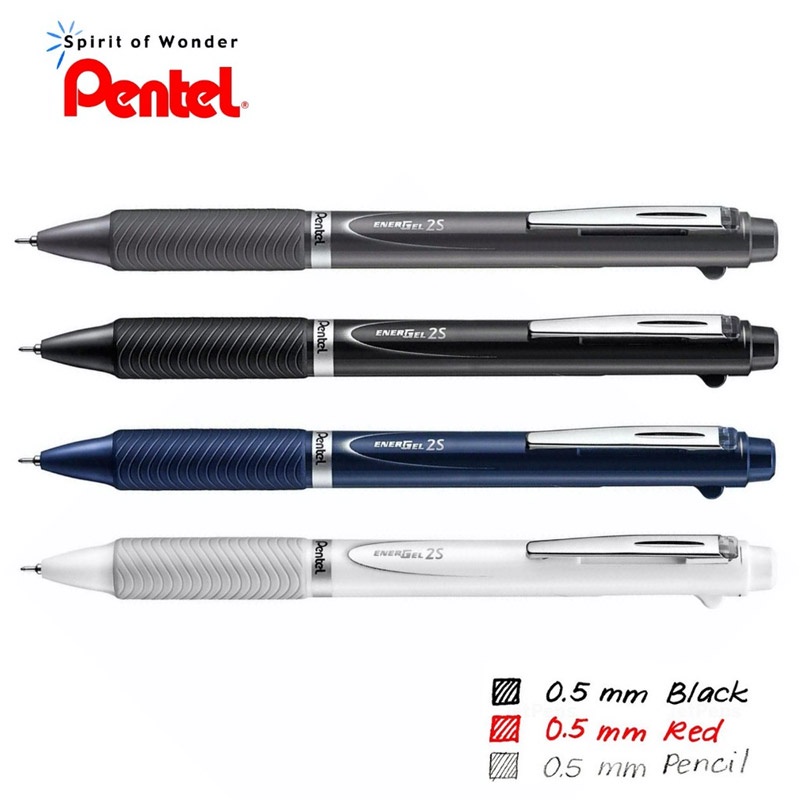 pentel-ปากกาเจล-energel-3-ระบบ-0-5-มม-พร้อมดินสอด้ามสีขาว