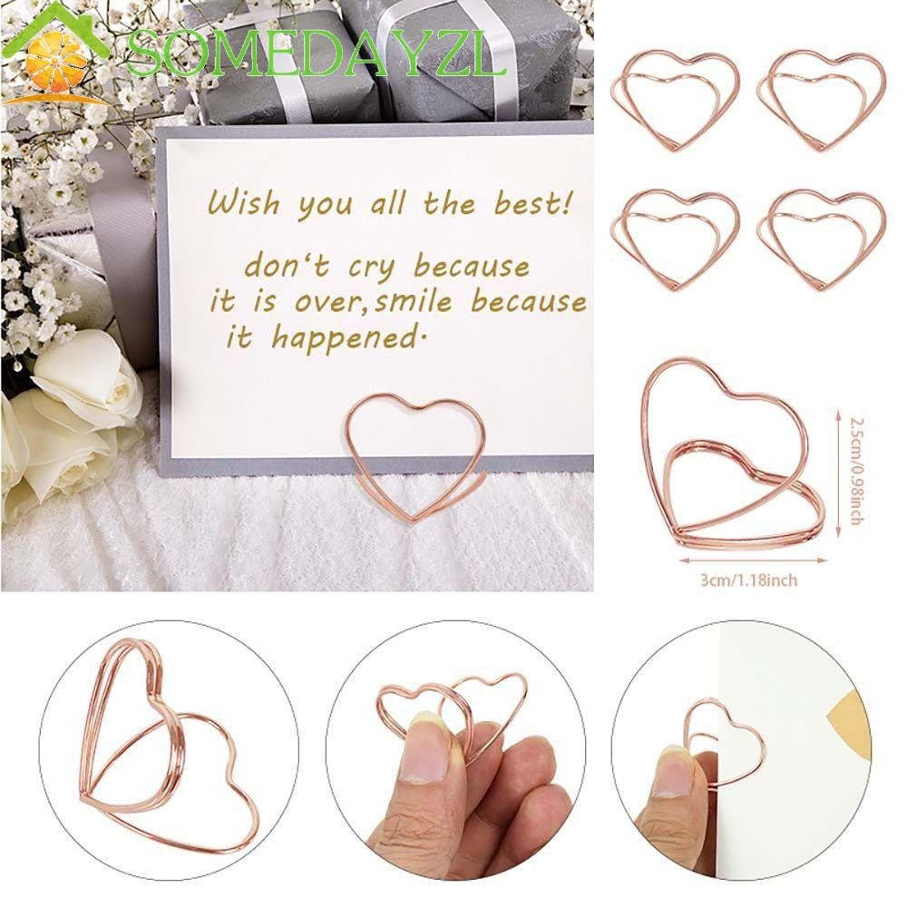Somedayzl 10 ชิ้น/เซ็ตคลิปภาพโลหะ, การออกแบบรูปหัวใจ Simple Love Shape ...