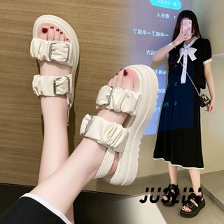 JUSLIN   รองเท้าแตะผู้หญิง ส้นแบน ใส่สบาย สไตล์เกาหลี รองเท้าแฟชั่น 2023 ใหม่  Chic สวยงาม ทันสมัย ทันสมัย B98G0Q7 37Z230910