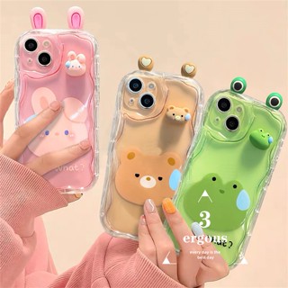 เคสโทรศัพท์มือถือแบบนิ่ม TPU ลายการ์ตูนกบ หมี กระต่าย 3D สําหรับ Samsung A04E A03 A03s A04 A04s A13 A23 A24 A33 A34 A53 A73 A12 A14 A22 A52 A52s A32 A51 A50 A50s A30s