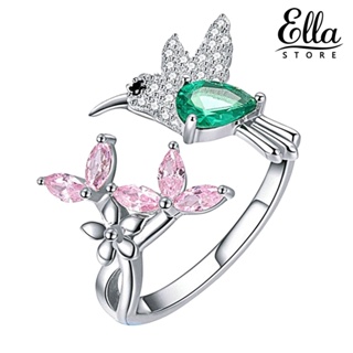 Ellastore123 แหวนเพทาย รูปนก ดอกไม้ ประดับเพทาย หรูหรา เครื่องประดับ สําหรับผู้หญิง ปาร์ตี้ งานแต่งงาน ของขวัญ