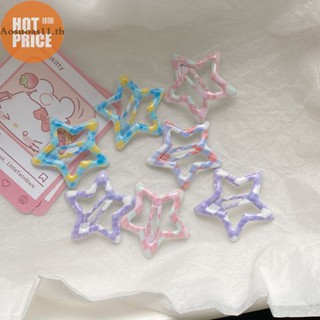 Aosuoas กิ๊บติดผม รูปดาวห้าแฉก น่ารัก สีแคนดี้ สไตล์ฮาราจูกุ สําหรับผู้หญิง 2 ชิ้น