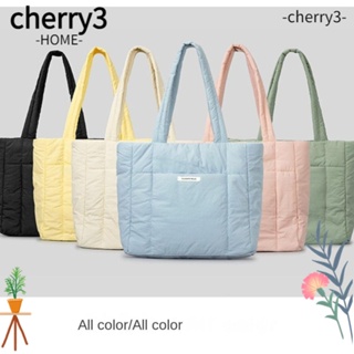 Cherry3 กระเป๋าถือ กระเป๋าสะพายไหล่ ผ้าฝ้าย และไนล่อน ขนาดใหญ่ จุของได้เยอะ สีพื้น แฟชั่นเรียบง่าย สําหรับสตรี