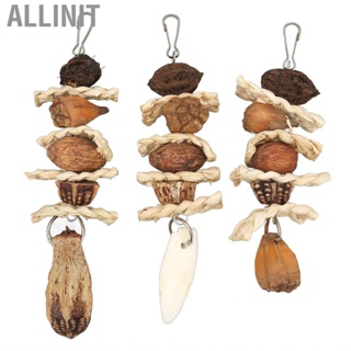 Allinit Parakeet Beak Grinding Stone Handcrafted Parrot Chew Toys 3 Strings Supplement Trace Elements Nuts Cuttlebone Healthy for Bird